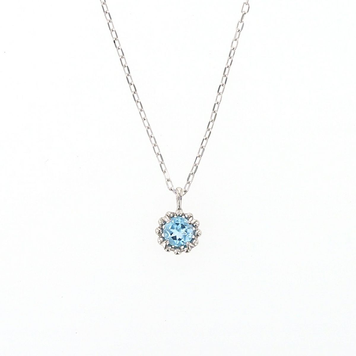 K10 WG ブルートパーズ ネックレス ミル打ち レディース 11月 誕生石プレゼント ギフト 彼女 妻 20代 30代 40代 ホワイトゴールド 10金 天然石