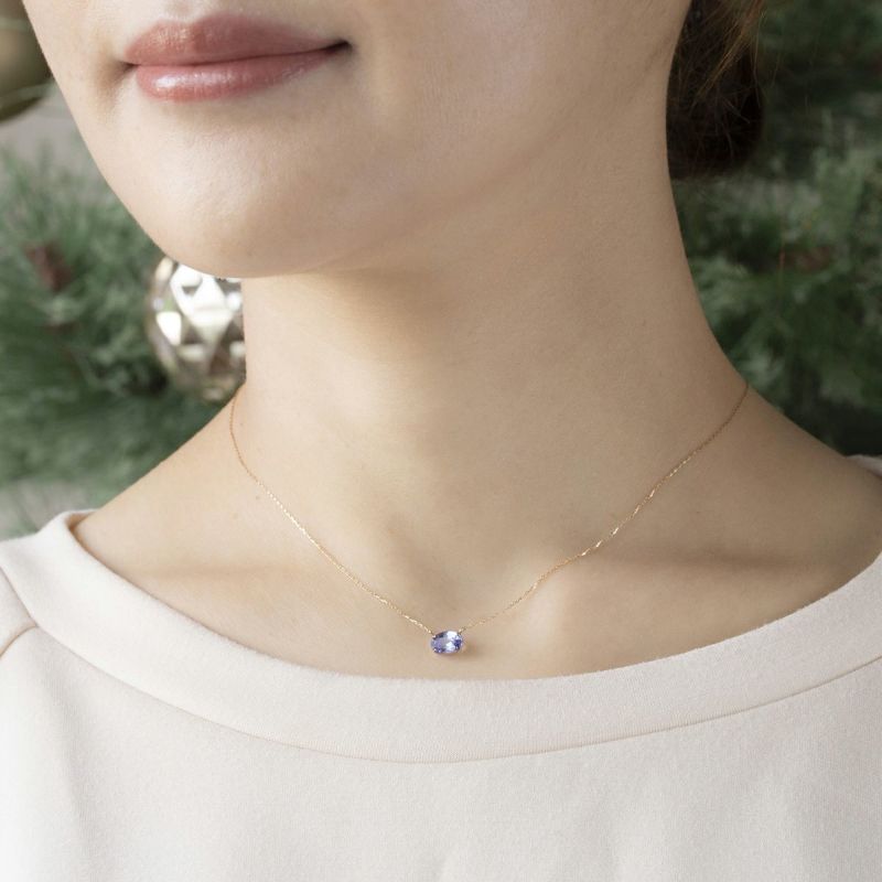 K10 YG タンザナイト ネックレス オーバル