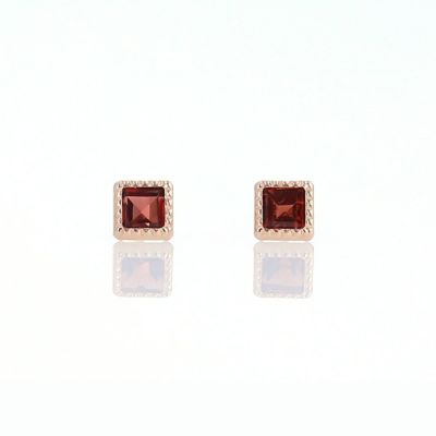 K10 PG ガーネット ピアス スクエア ピンクゴールド 10金 1月 誕生石 誕生日 プレゼント レディース 20代 30代 40代 10k k10 小ぶり 天然石