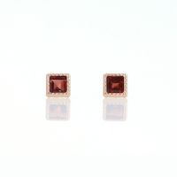 K10 PG ガーネット ピアス スクエア ピンクゴールド 10金 1月 誕生石 誕生日 プレゼント レディース 20代 30代 40代 10k k10 小ぶり 天然石