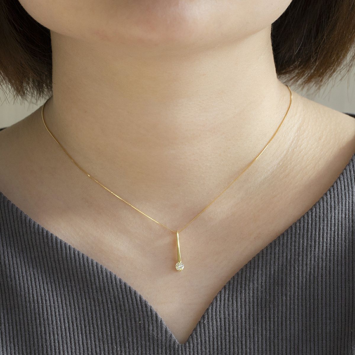 鑑定書付 K18 YG ダイヤモンド ネックレス イエローゴールド 18K 18金 妻 彼女 誕生日プレゼント ギフト レディース