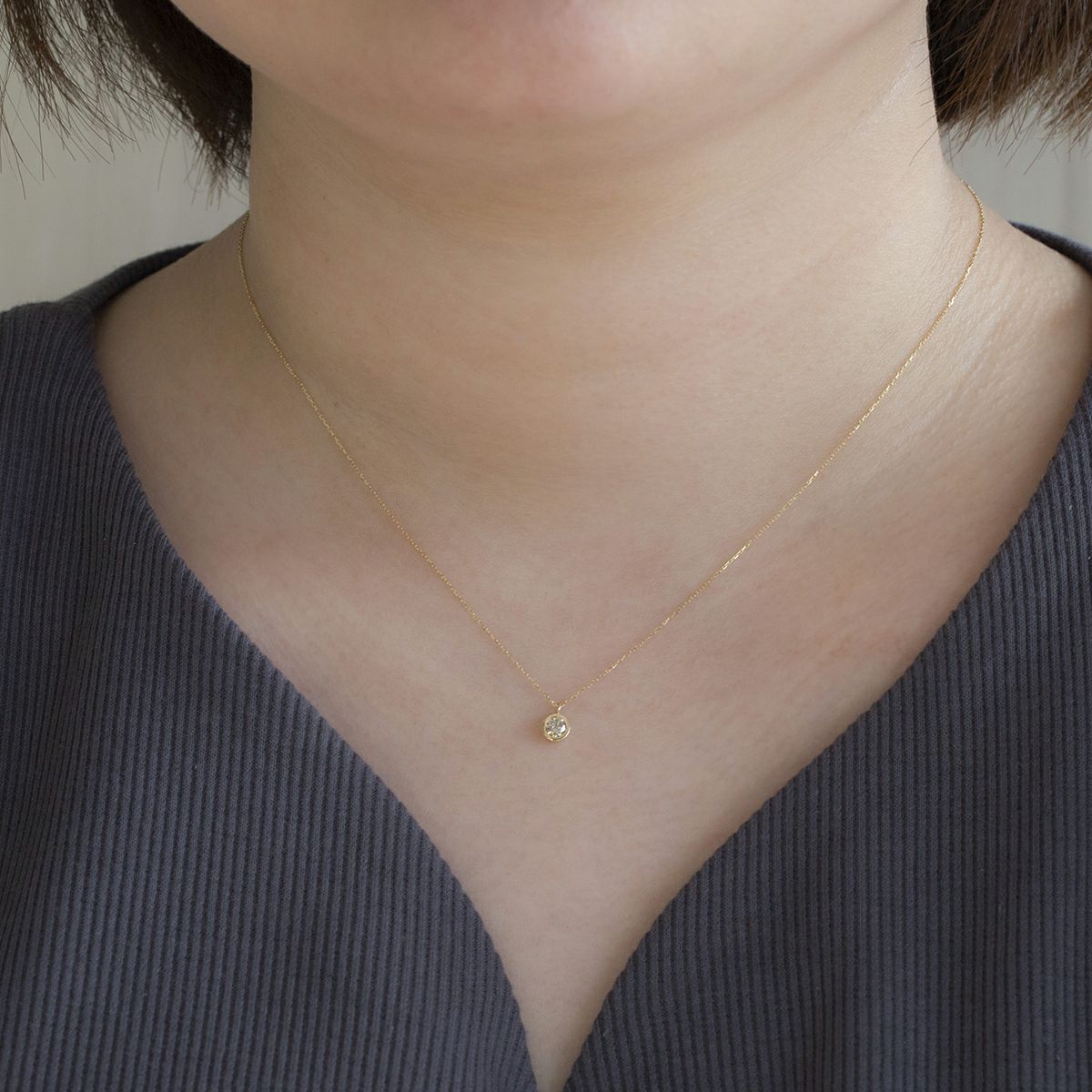 K10 YG ダイヤモンド ネックレス イエローゴールド 一粒 ダイヤ 10金 10K フクリン留め 誕生日 ギフト レディース 20代 30代 40代 彼女 女性 妻