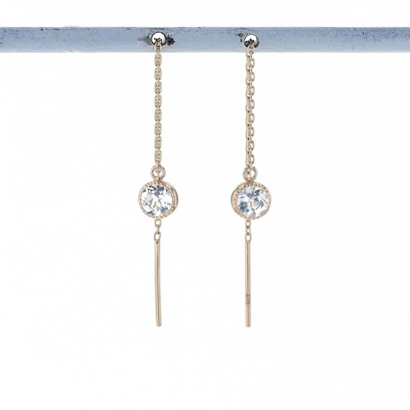 K10 YG アクアマリン アメリカンピアス ピアス レディース 3月 誕生石 ギフト 誕生日プレゼント 20代 30代 40代 イエローゴールド アメリカンピアス 一粒 揺れる 妻 彼女 可愛い