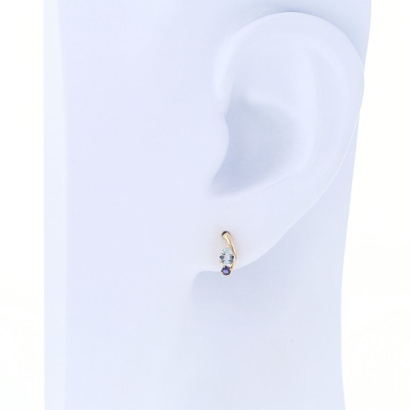 K10 YG アクアマリン アイオライト ピアス レディース 3月 3月誕生石 ギフト 誕生日プレゼント 20代 30代 40代 イエローゴールド 妻 彼女 可愛い