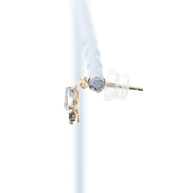 K10 YG アクアマリン アイオライト ピアス レディース 3月 3月誕生石 ギフト 誕生日プレゼント 20代 30代 40代 イエローゴールド 妻 彼女 可愛い