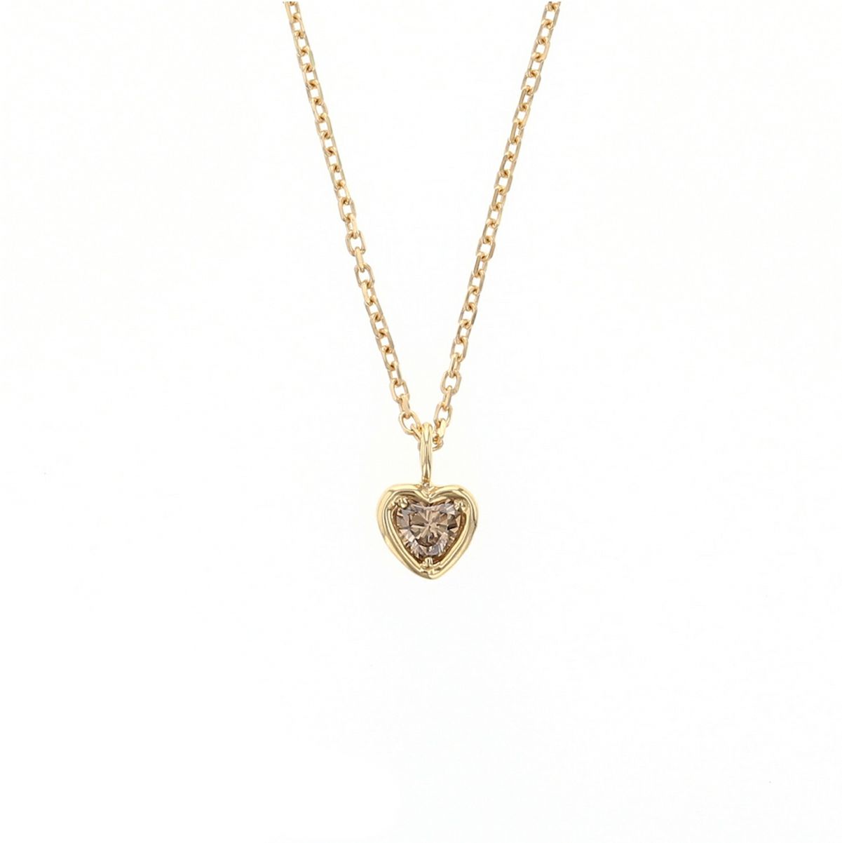K18 YG ブラウンダイヤモンド ハート ネックレス ダイヤモンド イエローゴールド 18K レディース 4月 誕生日プレゼント 彼女 妻 レディース 20代 30代 40代