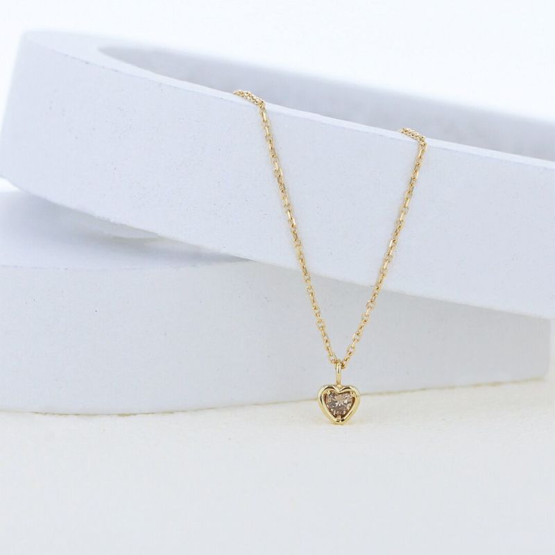 K18 YG ブラウンダイヤモンド ハート ネックレス ダイヤモンド イエローゴールド 18K レディース 4月 誕生日プレゼント 彼女 妻 レディース 20代 30代 40代