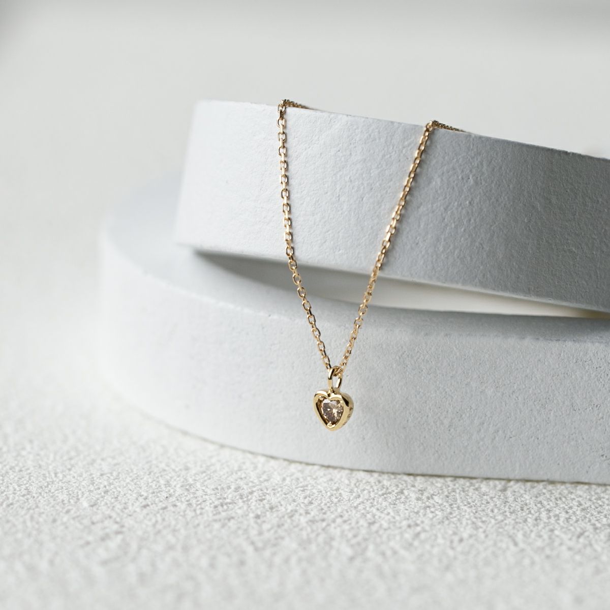 K18 YG ブラウンダイヤモンド ハート ネックレス ダイヤモンド イエローゴールド 18K レディース 4月 誕生日プレゼント 彼女 妻 レディース 20代 30代 40代