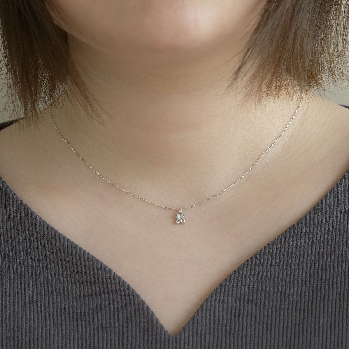 K10 WG アクアマリン ダイヤモンド ネックレス 花 フラワー レディース 3月 誕生石 プレゼント 彼女 妻 レディース 30代 40代 ホワイトゴールド
