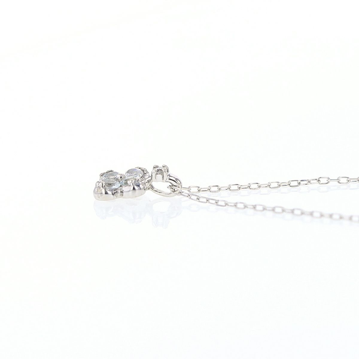 K10 WG アクアマリン ダイヤモンド ネックレス 花 フラワー レディース 3月 誕生石 プレゼント 彼女 妻 レディース 30代 40代 ホワイトゴールド