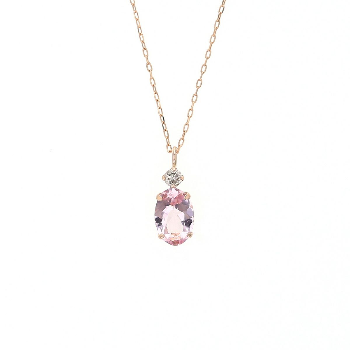 K18 PG モルガナイト ダイヤモンド ネックレス