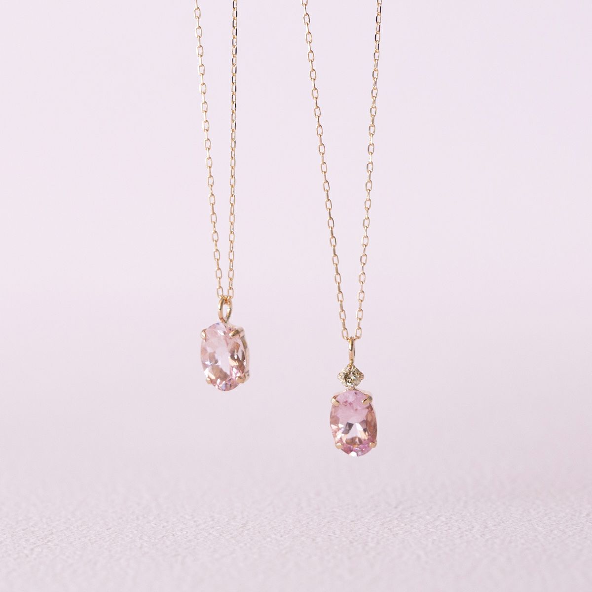 K18 PG モルガナイト ダイヤモンド ネックレス