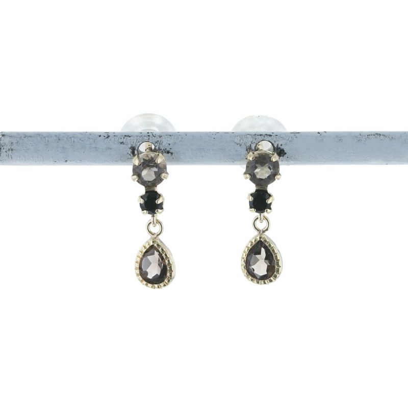 K10 YG オニキス スモーキークォーツ ピアス イエローゴールド レディース 妻 彼女 誕生日プレゼント ギフト