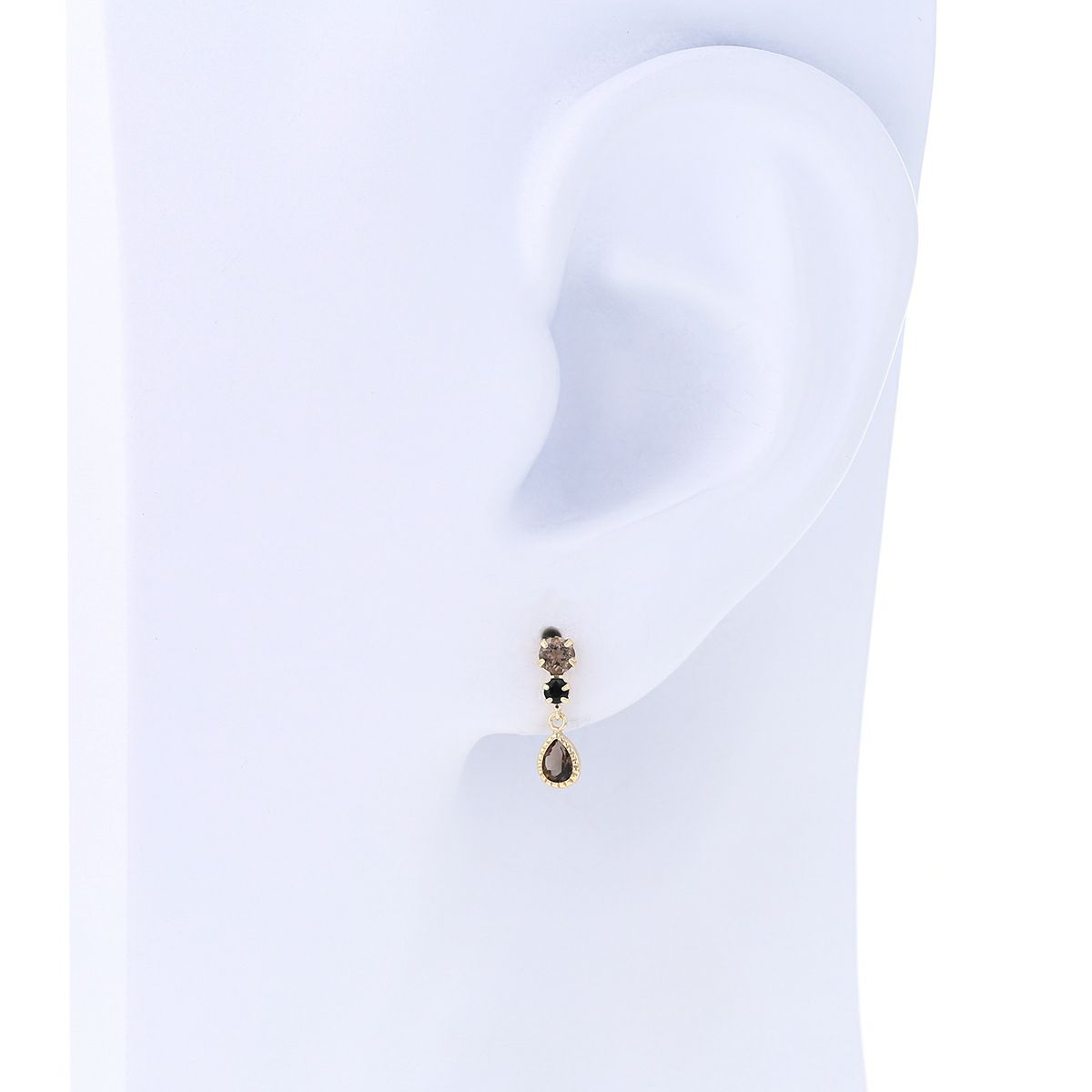 K10 YG オニキス スモーキークォーツ ピアス イエローゴールド レディース 妻 彼女 誕生日プレゼント ギフト