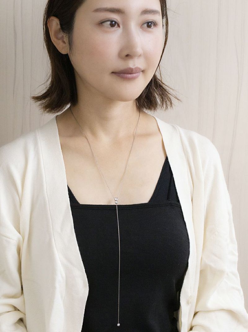 レアリゼ ベル ネックレス シルバー ロングネックレス ラリエットネックレス キュービックジルコニア 妻 彼女 誕生日プレゼント ギフト レディース belle