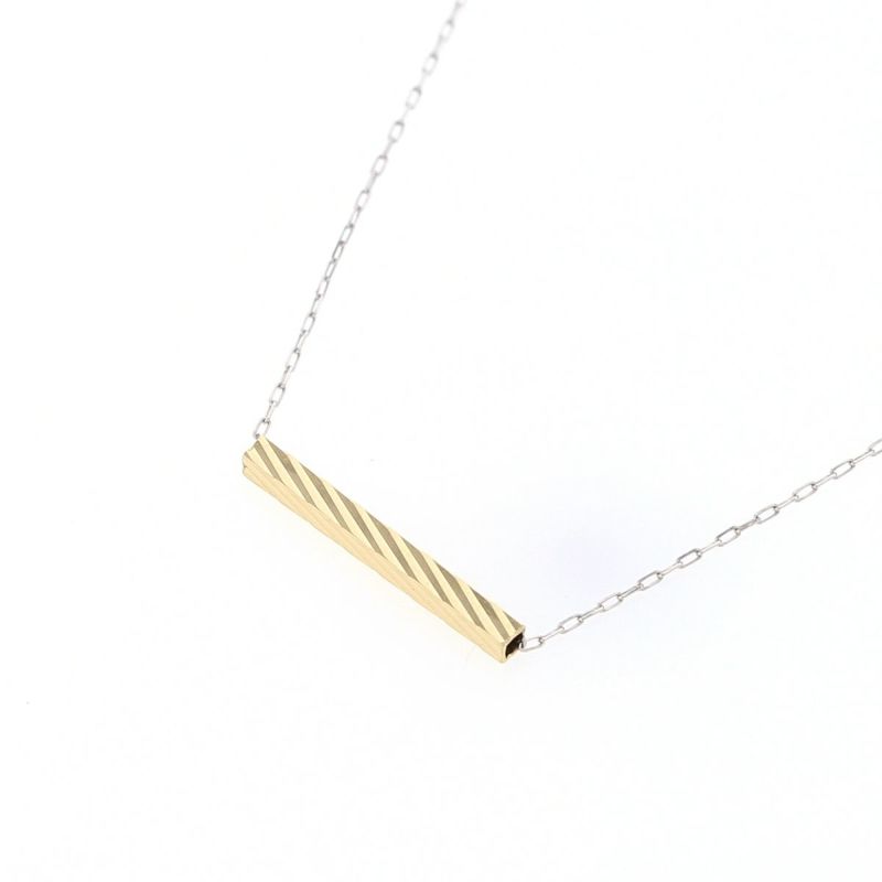 K18 YG/プラチナ コンビ ネックレス コンビネーション ゴールド レディース 彼女 妻 地金 PT 18金 20代 30代 40代 イエローゴールド バー ライン ストレート