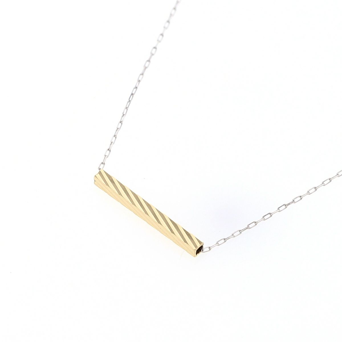 K18 YG/プラチナ コンビ ネックレス コンビネーション ゴールド レディース 彼女 妻 地金 PT 18金 20代 30代 40代 イエローゴールド バー ライン ストレート