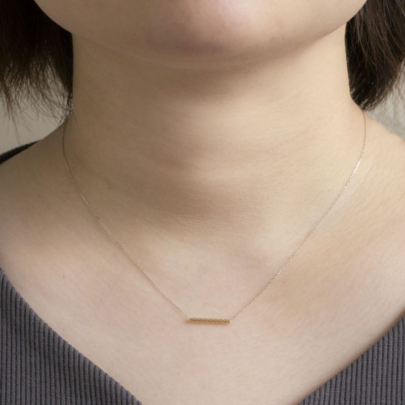 K18 YG/プラチナ コンビ ネックレス コンビネーション ゴールド レディース 彼女 妻 地金 PT 18金 20代 30代 40代 イエローゴールド バー ライン ストレート