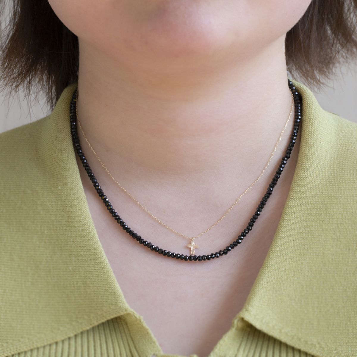 K10 YG クロス ネックレス