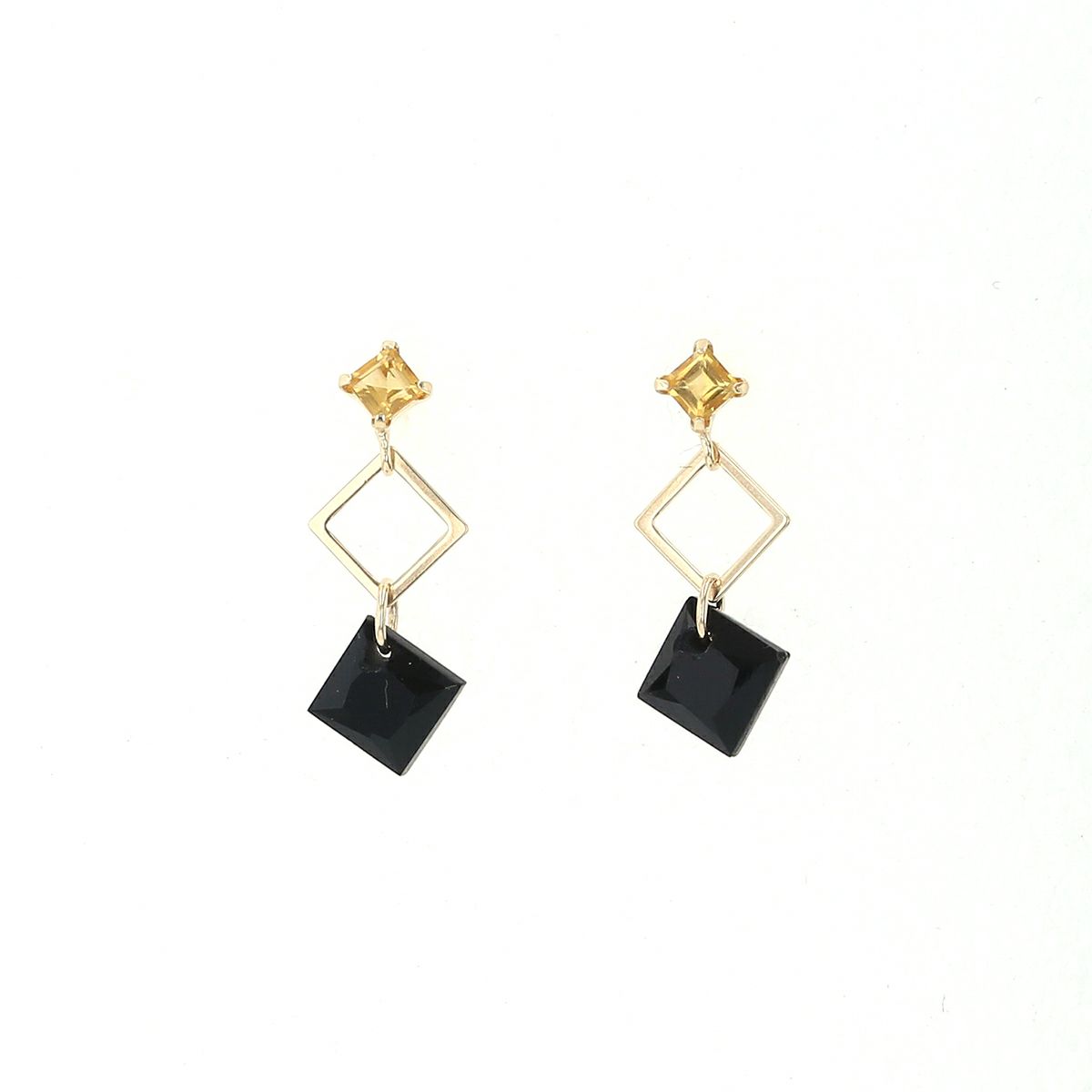 K10 YG オニキス シトリン ピアス イエローゴールド レディース 揺れる 10K 10金 妻 彼女 誕生日プレゼント ギフト