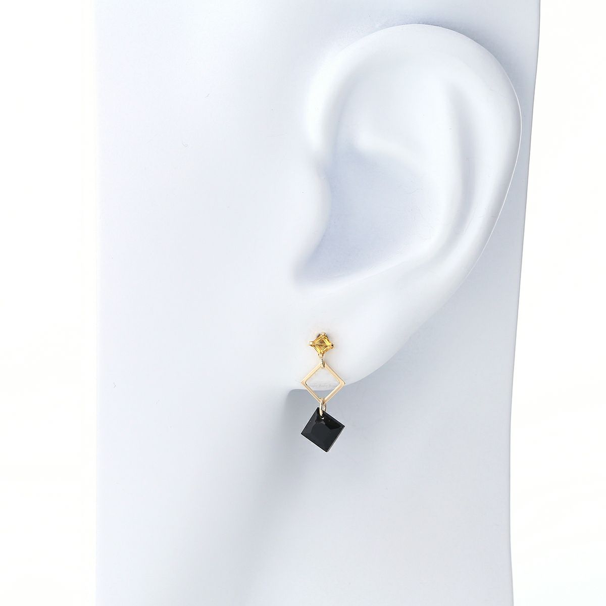 K10 YG オニキス シトリン ピアス イエローゴールド レディース 揺れる 10K 10金 妻 彼女 誕生日プレゼント ギフト