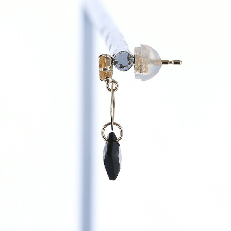 K10 YG オニキス シトリン ピアス イエローゴールド レディース 揺れる 10K 10金 妻 彼女 誕生日プレゼント ギフト