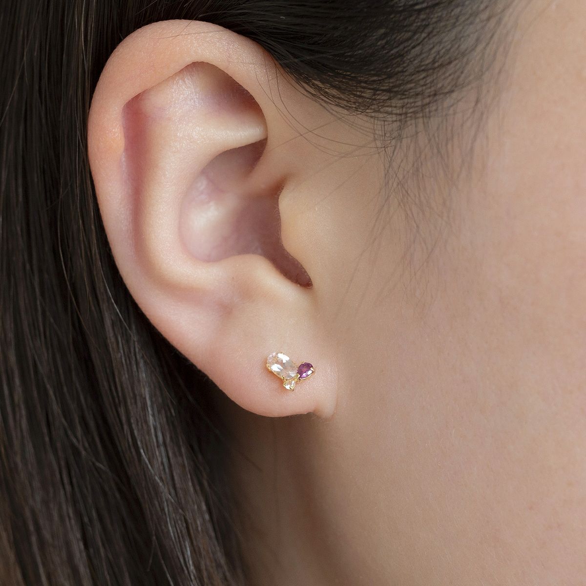 K10 YG ハート モルガナイト ロードライトガーネット ホワイトトパーズ ピアス レディース 10金 イエローゴールド おしゃれ K10 20代 30代 40代 かわいい プレゼント 4月誕生石 1月誕生石 記念日 天然石