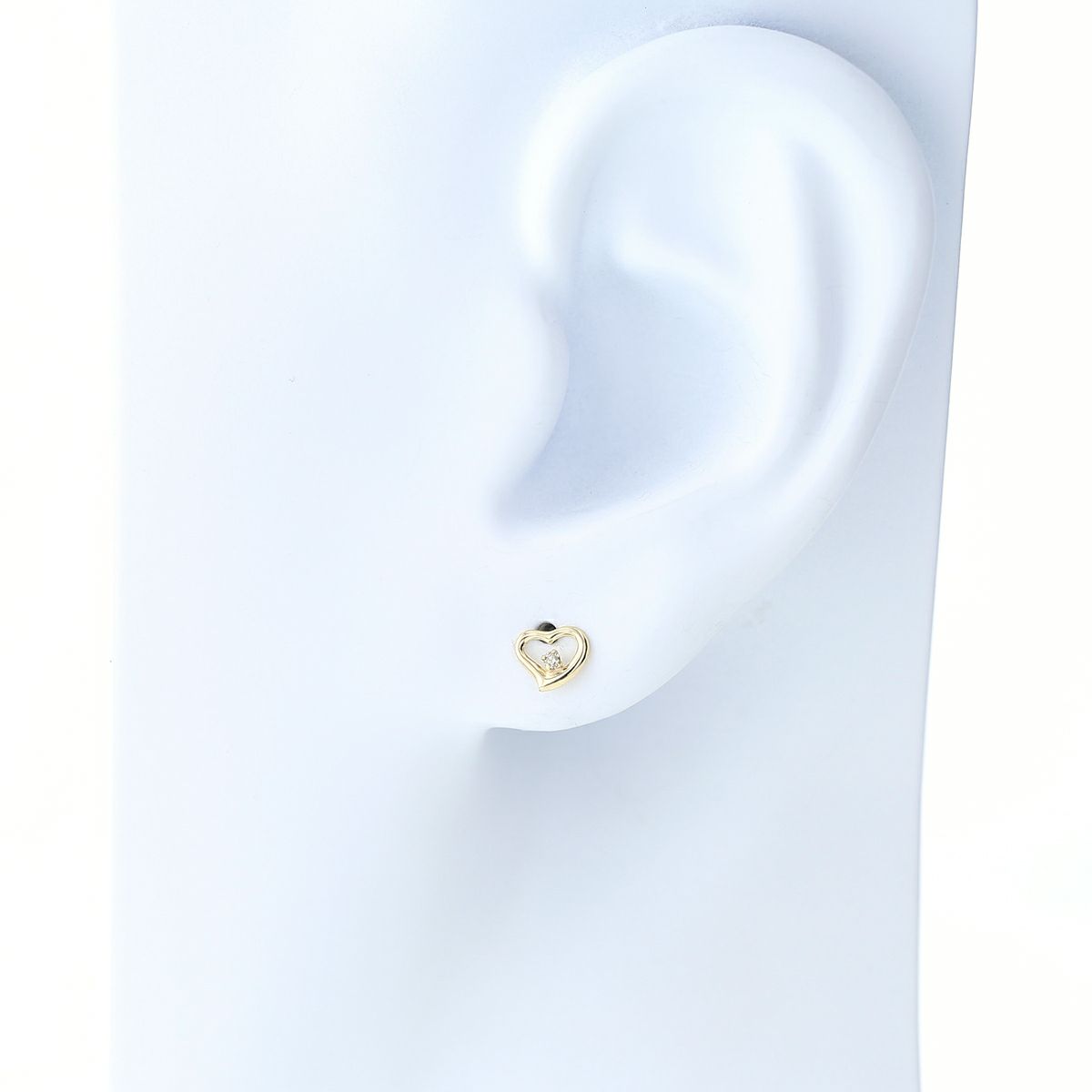 K10 YG ダイヤモンド ピアス ハート イエローゴールド スタッドピアス ラッキーモチーフ かわいい ギフト 誕生日プレゼント 4月誕生石 20代 30代 40代 妻 彼女 レディース