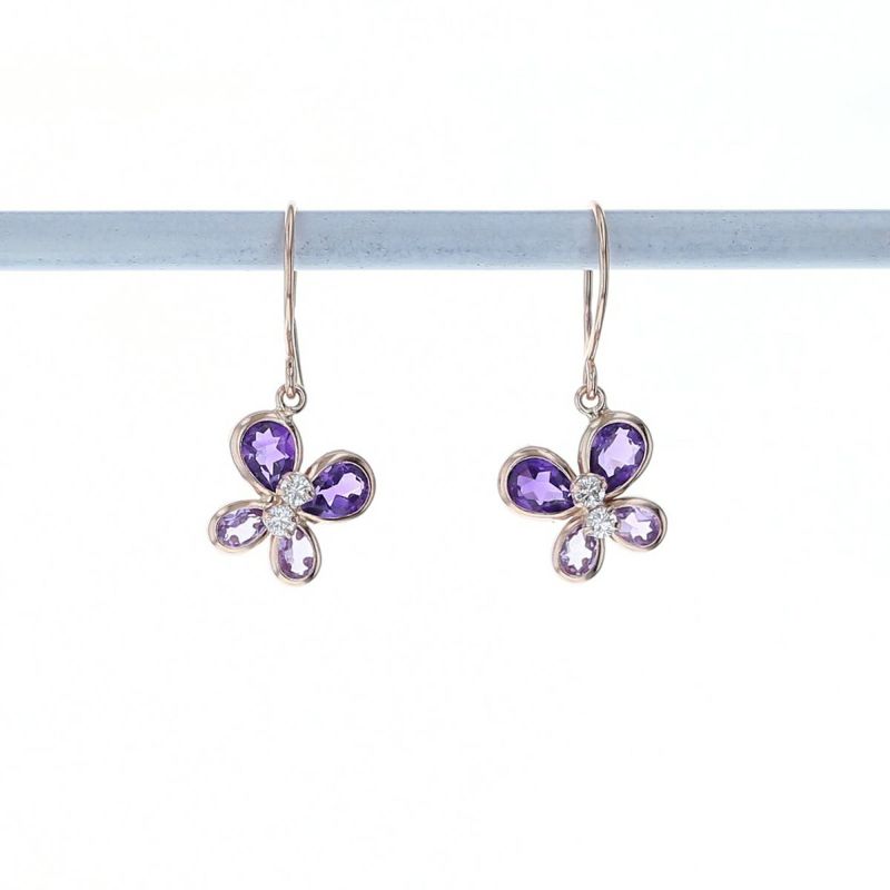 K10 PG アメジスト 蝶々 ピアス ライトアメジスト キュービックジルコニア 蝶 ピンクゴールド 蝶 かわいい レディース 彼女 妻 20代 30代 40代 誕生日 誕生日プレゼント ギフト