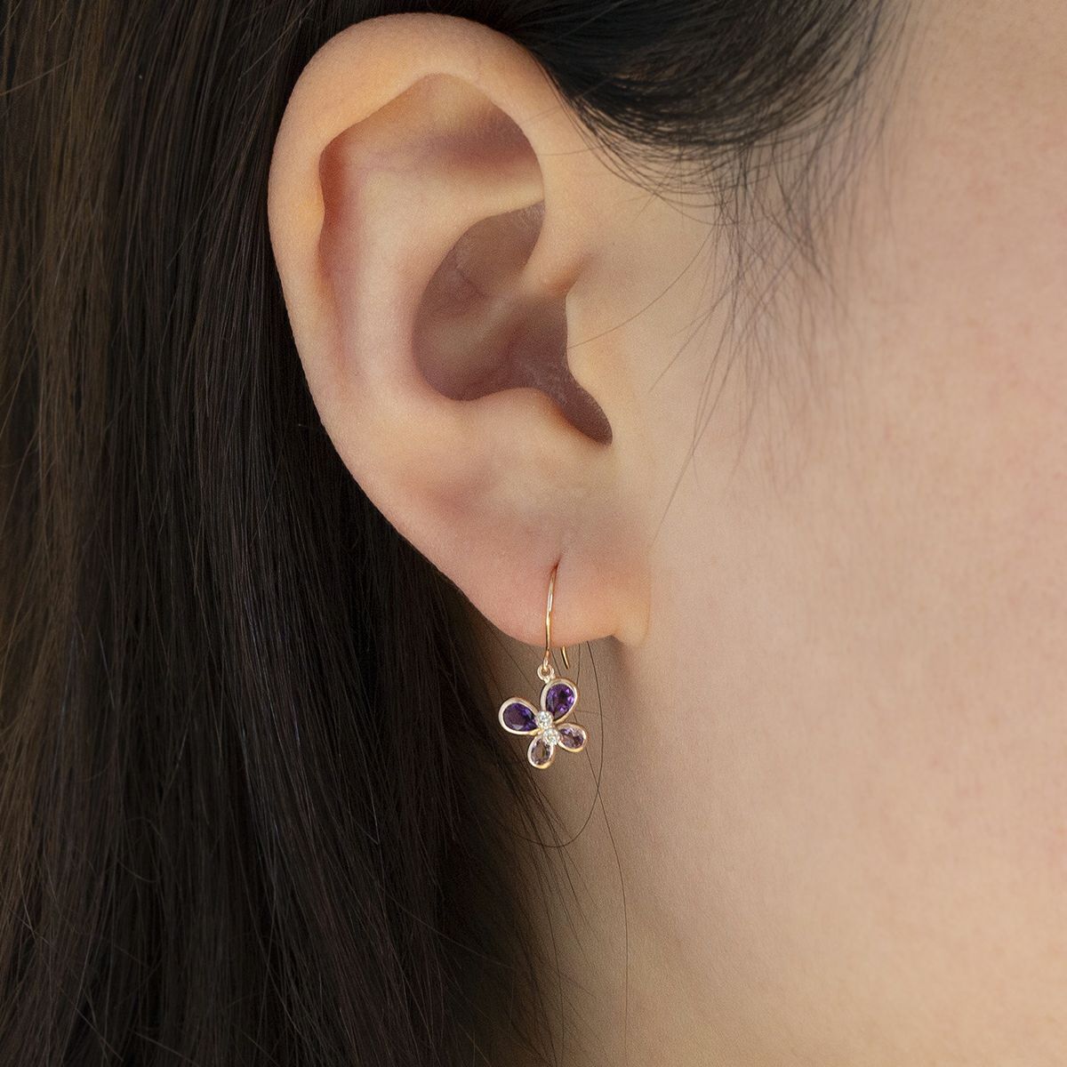 K10 PG アメジスト 蝶々 ピアス ライトアメジスト キュービックジルコニア 蝶 ピンクゴールド 蝶 かわいい レディース 彼女 妻 20代 30代 40代 誕生日 誕生日プレゼント ギフト