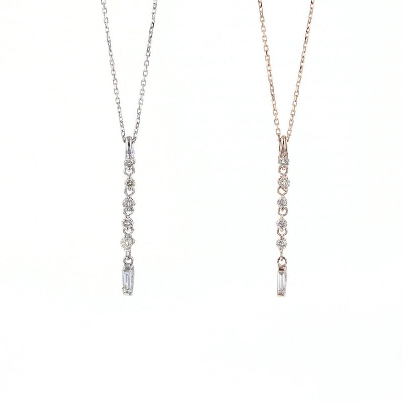 K18 PG プラチナ ダイヤモンド ネックレス レディース プラチナ K18PG PT PT950 PT850 18金 ピンクゴールド 4月誕生石 4月 誕生日 バー