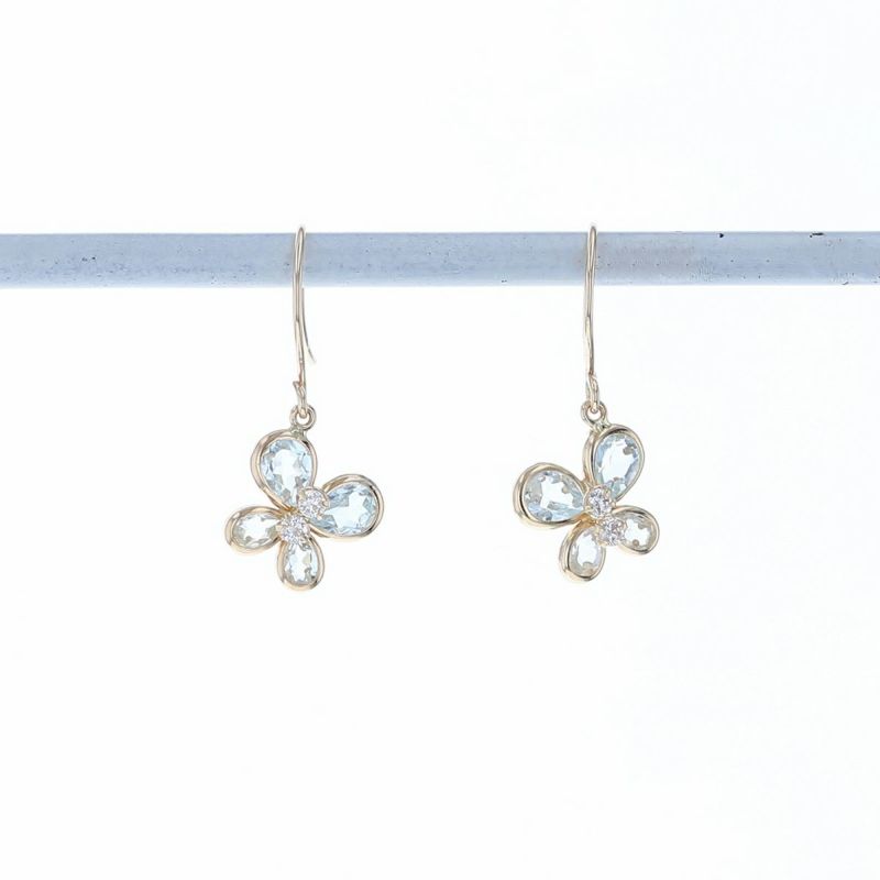 K10 YG ブルートパーズ アクアマリン ピアス 蝶々 キュービックジルコニア イエローゴールド 蝶 かわいい レディース 彼女 妻 20代 30代 40代 誕生日 誕生日プレゼント ギフト