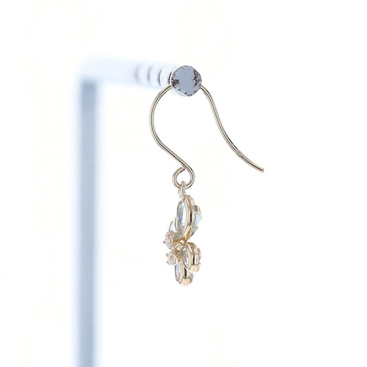 K10 YG ブルートパーズ アクアマリン ピアス 蝶々 キュービックジルコニア イエローゴールド 蝶 かわいい レディース 彼女 妻 20代 30代 40代 誕生日 誕生日プレゼント ギフト