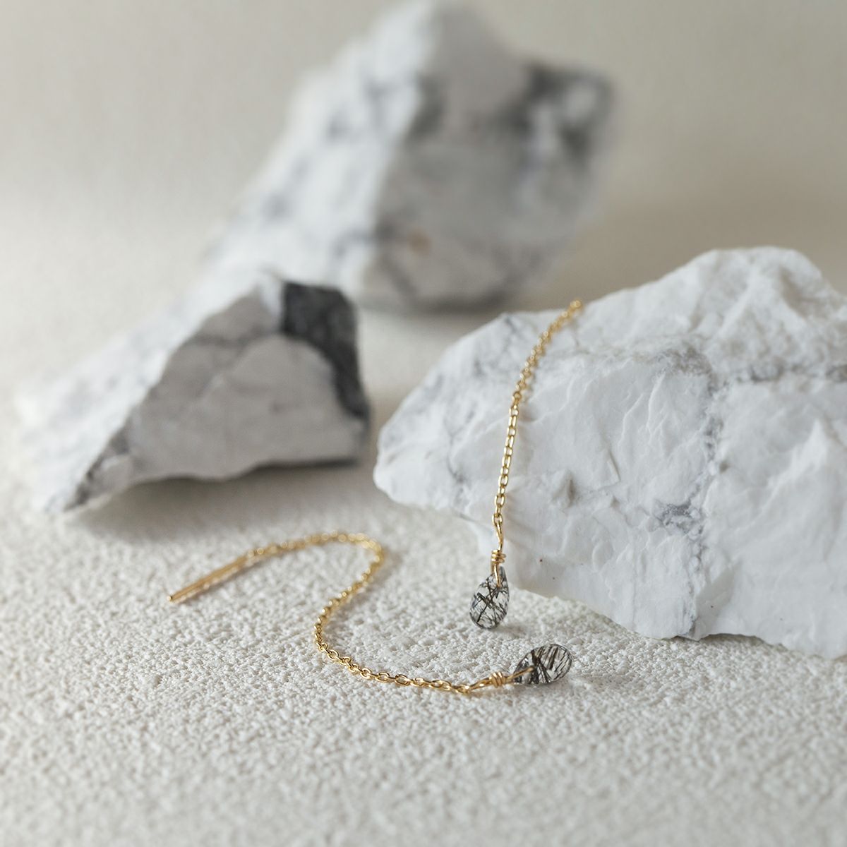 K10 YG ブラックルチルクォーツ アメリカンピアス クオーツ チェーンピアス ロングピアス 10K 10金 妻 彼女 レディース ギフト 誕生日プレゼント