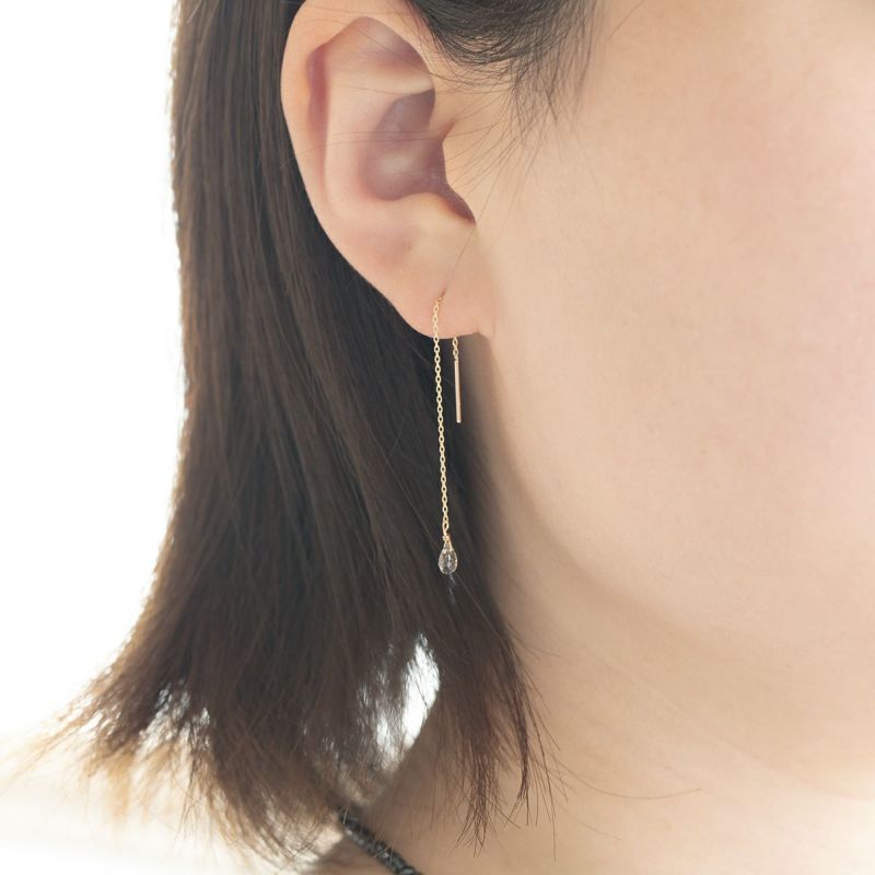 K10 YG ストロベリークォーツ アメリカンピアス クオーツ チェーンピアス ロングピアス 10K 10金 妻 彼女 レディース ギフト 誕生日プレゼント