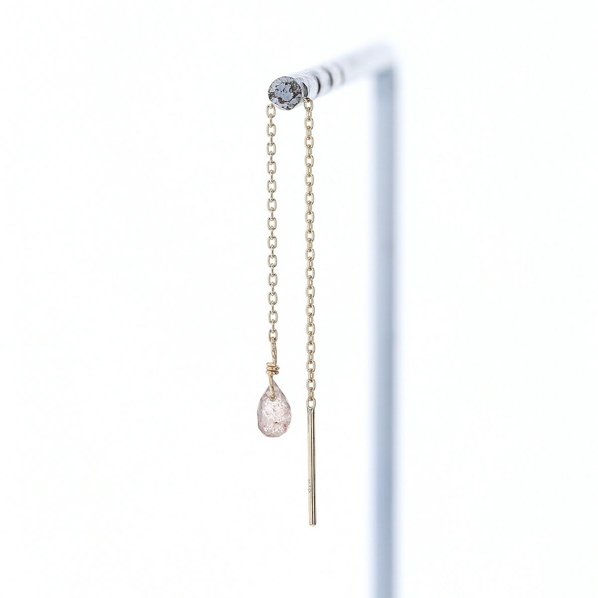 K10 YG ストロベリークォーツ アメリカンピアス クオーツ チェーンピアス ロングピアス 10K 10金 妻 彼女 レディース ギフト 誕生日プレゼント