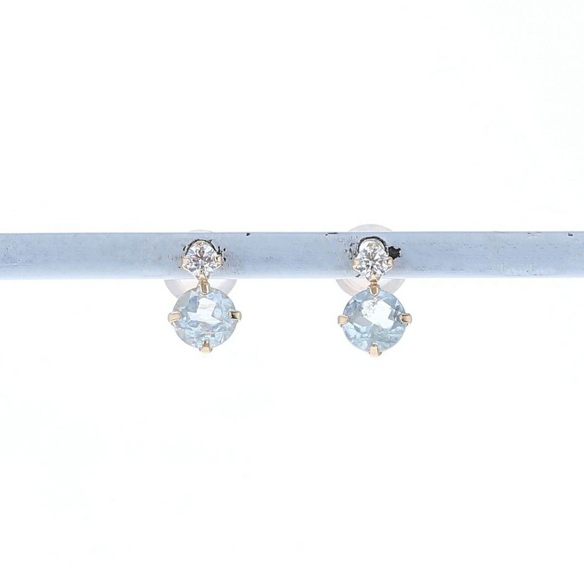 K10 YG アクアマリン キュービックジルコニア ピアス シンプル CZ 小ぶり レディース プレゼント 3月 誕生石 記念日 可愛い 彼女 女性 妻 天然石 20代 30代