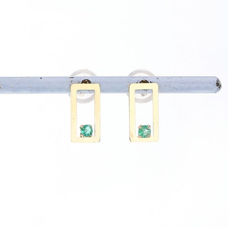 K10 YG エメラルド ピアス 10金 イエローゴールド スクエア レディース 5月誕生石 ギフト 誕生日プレゼント 彼女 妻 20代 30代 40代