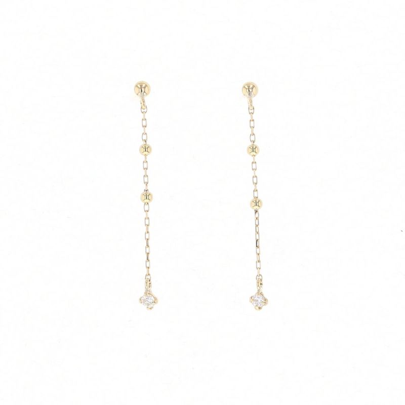 K18 YG ダイヤモンド ピアス 18k 18金 誕生石 イエローゴールド ロングピアス レディース 彼女 妻 誕生日プレゼント ギフト