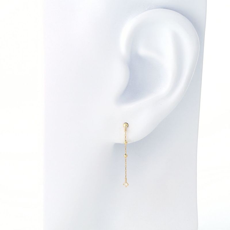 K18 YG ダイヤモンド ピアス 18k 18金 誕生石 イエローゴールド ロングピアス レディース 彼女 妻 誕生日プレゼント ギフト