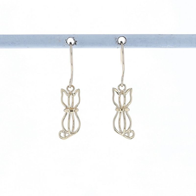 K10 YG フックピアス ピアス 猫 ねこ ネコ レディース 誕生日プレゼント ギフト 10金 彼女 20代 30代 40代 イエローゴールド 猫好き