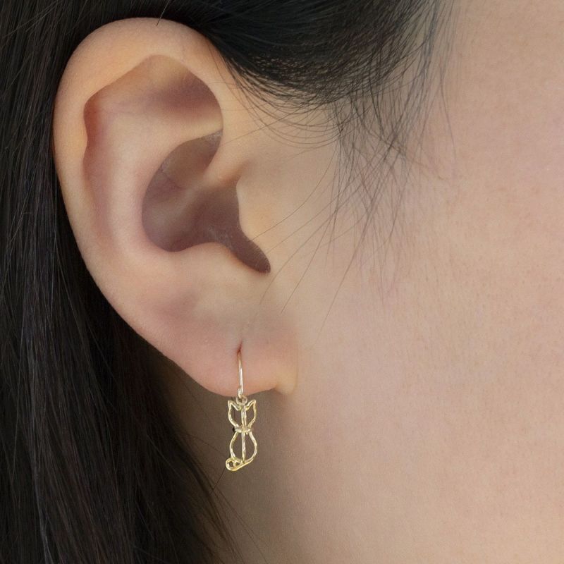 K10 YG フックピアス ピアス 猫 ねこ ネコ レディース 誕生日プレゼント ギフト 10金 彼女 20代 30代 40代 イエローゴールド 猫好き