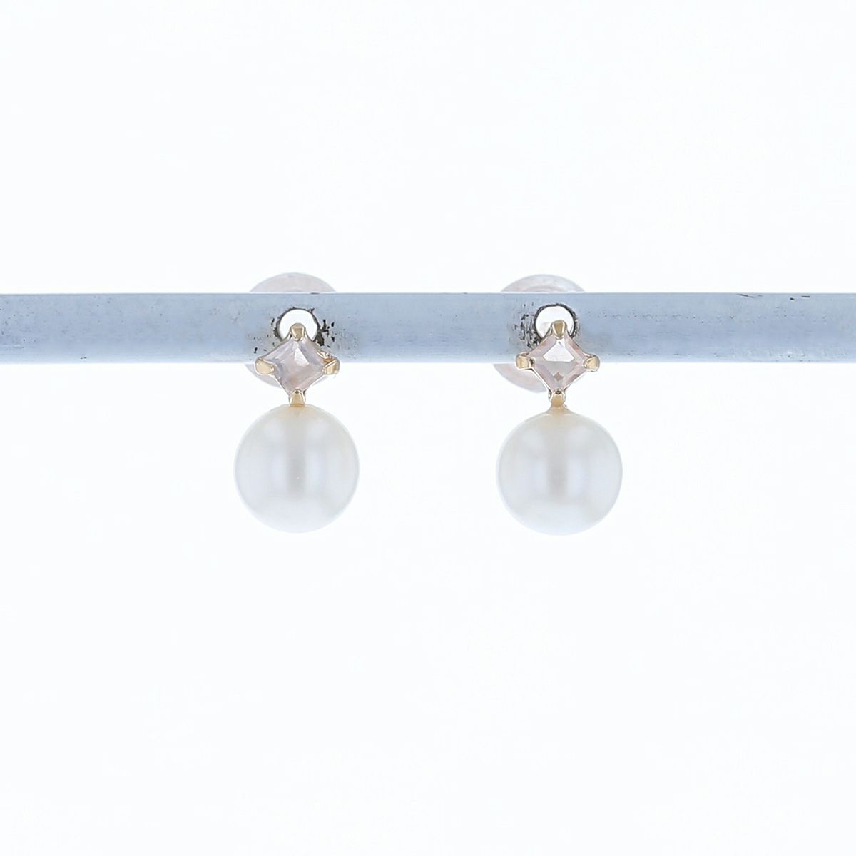 K10 YG 淡水パール ローズクォーツ ピアス 6月 誕生石 誕生日プレゼント ギフト 一粒 妻 彼女 小ぶり パール 可愛い レディース 10金 10K 誕生日 20代 30代 40代 女性