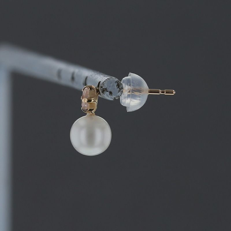 K10 YG 淡水パール ローズクォーツ ピアス 6月 誕生石 誕生日プレゼント ギフト 一粒 妻 彼女 小ぶり パール 可愛い レディース 10金 10K 誕生日 20代 30代 40代 女性