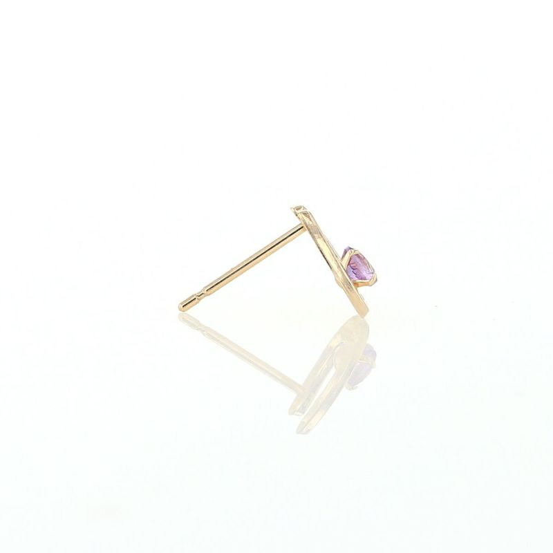 K10 YG ホースシュー 馬蹄 アメジスト ピアス 10k 2月 誕生石 イエローゴールド レディース 彼女 妻 プレゼント ラッキーモチーフ