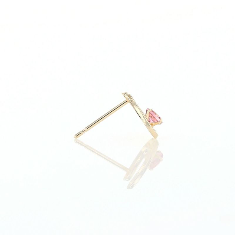 K10 YG ホースシュー 馬蹄 ピンクトルマリン ピアス 10k 10月 誕生石 イエローゴールド レディース 彼女 妻 プレゼント ラッキーモチーフ