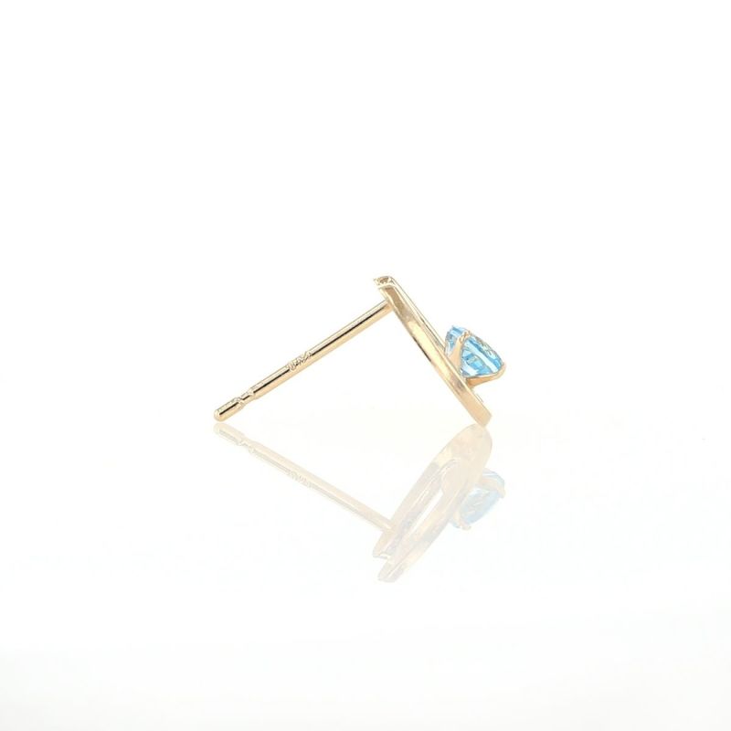 K10 YG ホースシュー 馬蹄 ブルートパーズ ピアス 10k 11月 誕生石 イエローゴールド レディース 彼女 妻 プレゼント ラッキーモチーフ