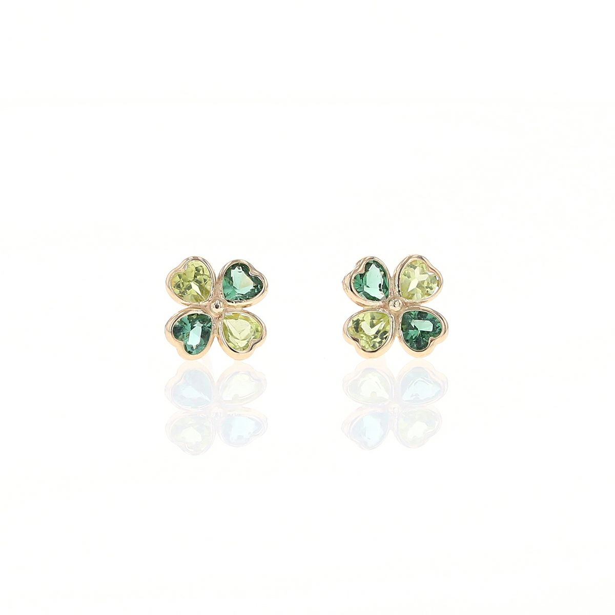 K10 YG クローバー ペリドット グリーンキュービックジルコニア ピアス 10k 10金 8月 誕生石 イエローゴールド レディース 彼女 誕生日プレゼント ギフト かわいい 四つ葉