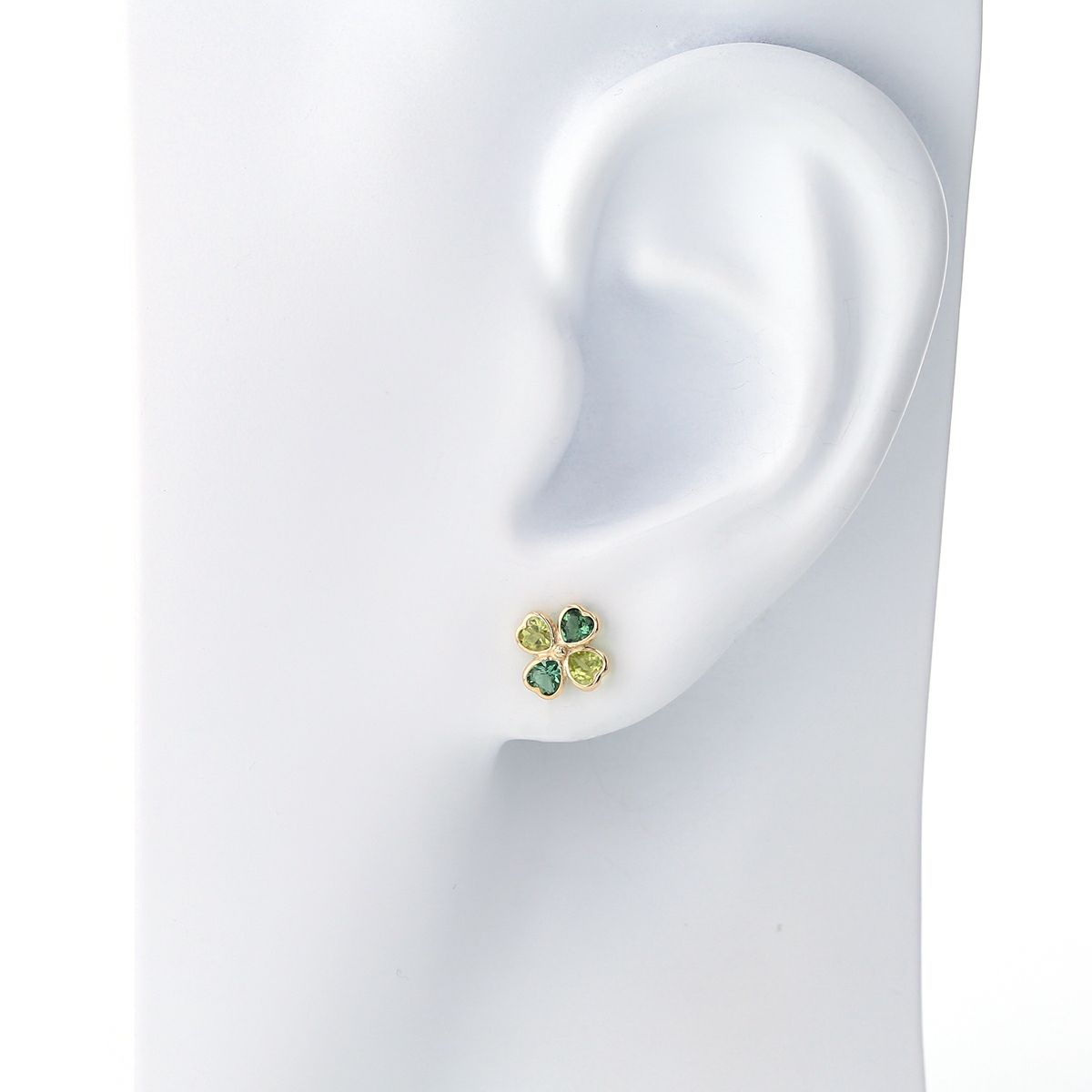 K10 YG クローバー ペリドット グリーンキュービックジルコニア ピアス 10k 10金 8月 誕生石 イエローゴールド レディース 彼女 誕生日プレゼント ギフト かわいい 四つ葉