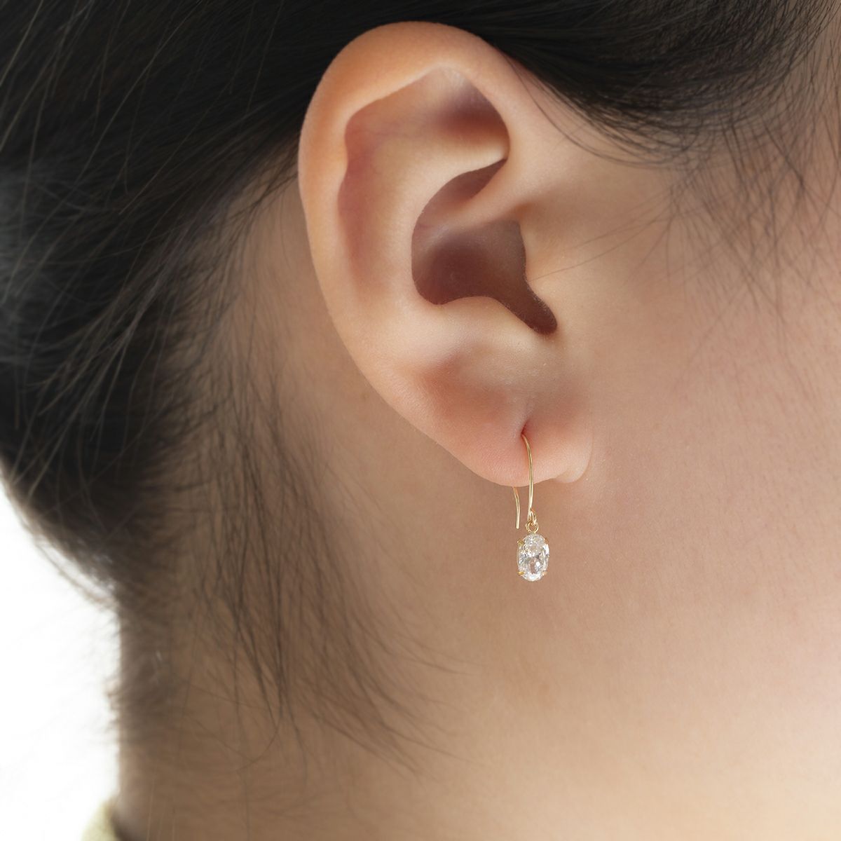 K10 YG キュービックジルコニア ピアス イエローゴールド レディース フック ジプシー ゆれる 10金 CZ プレゼント 誕生日 20代 30代 40代 女性 彼女 ギフト